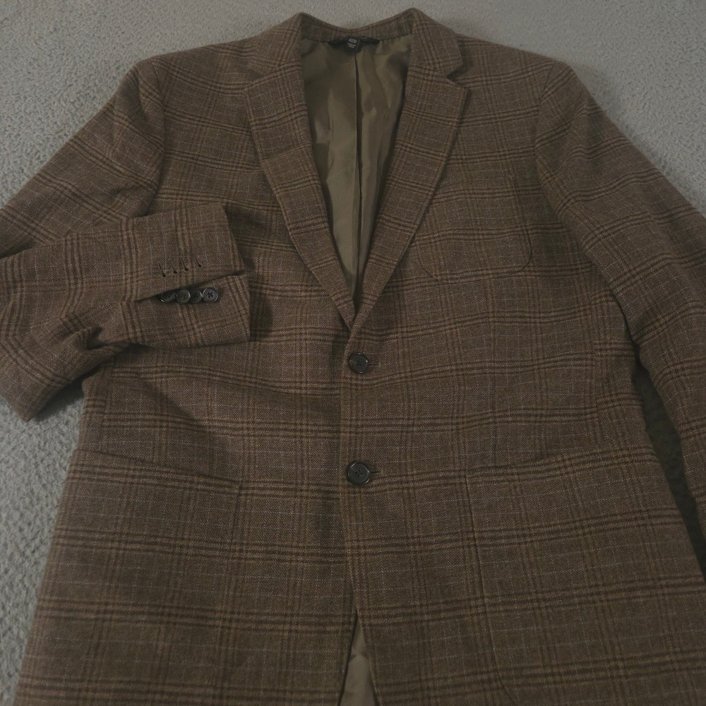 Banana Republic Blazer Mens 42R Brown Slim Italian Cotton Plaid Surgeons Cuff